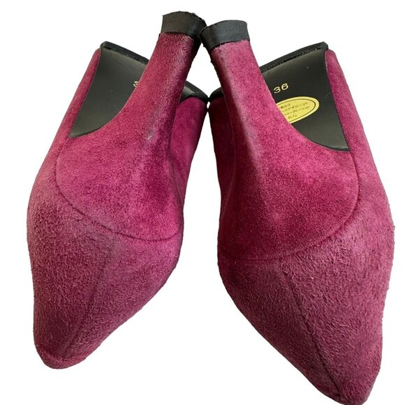 Vintage Saint Laurent YSL Pump Shoes Purple Sz US 6 EU 36 Stud Details Point Toe - Picture 11 of 16